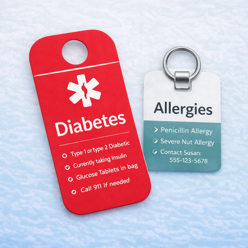 Allergy Alert Medical Tag - Engraved Food Allergy Emergency ID