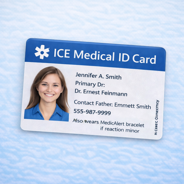 Emergency Contact Wallet Card - Engraved Acrylic Medical ICE ID Card