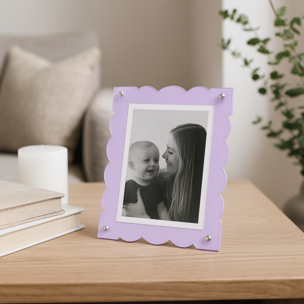 Aesthetic 7x9 Acrylic Desk Picture Frame — Fits 5x7 & 4x6 Photos | Modern Clear Front + Interchangeable Backings